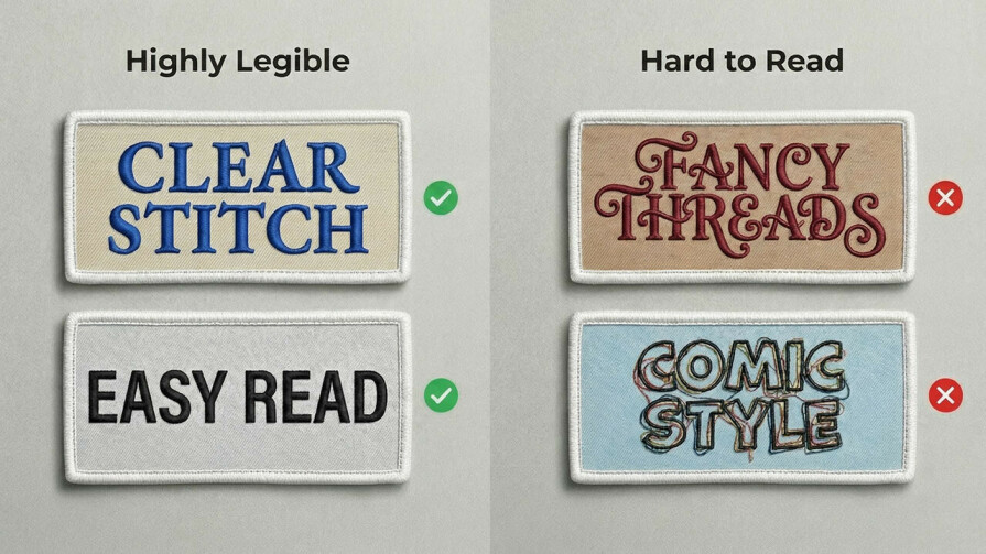 Choosing the right patch text size and font